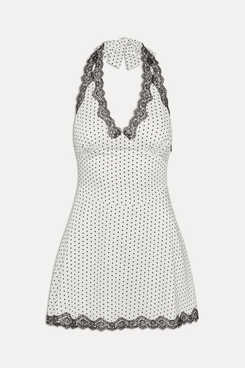 Audrey Polka Dot Lace Halter Dress