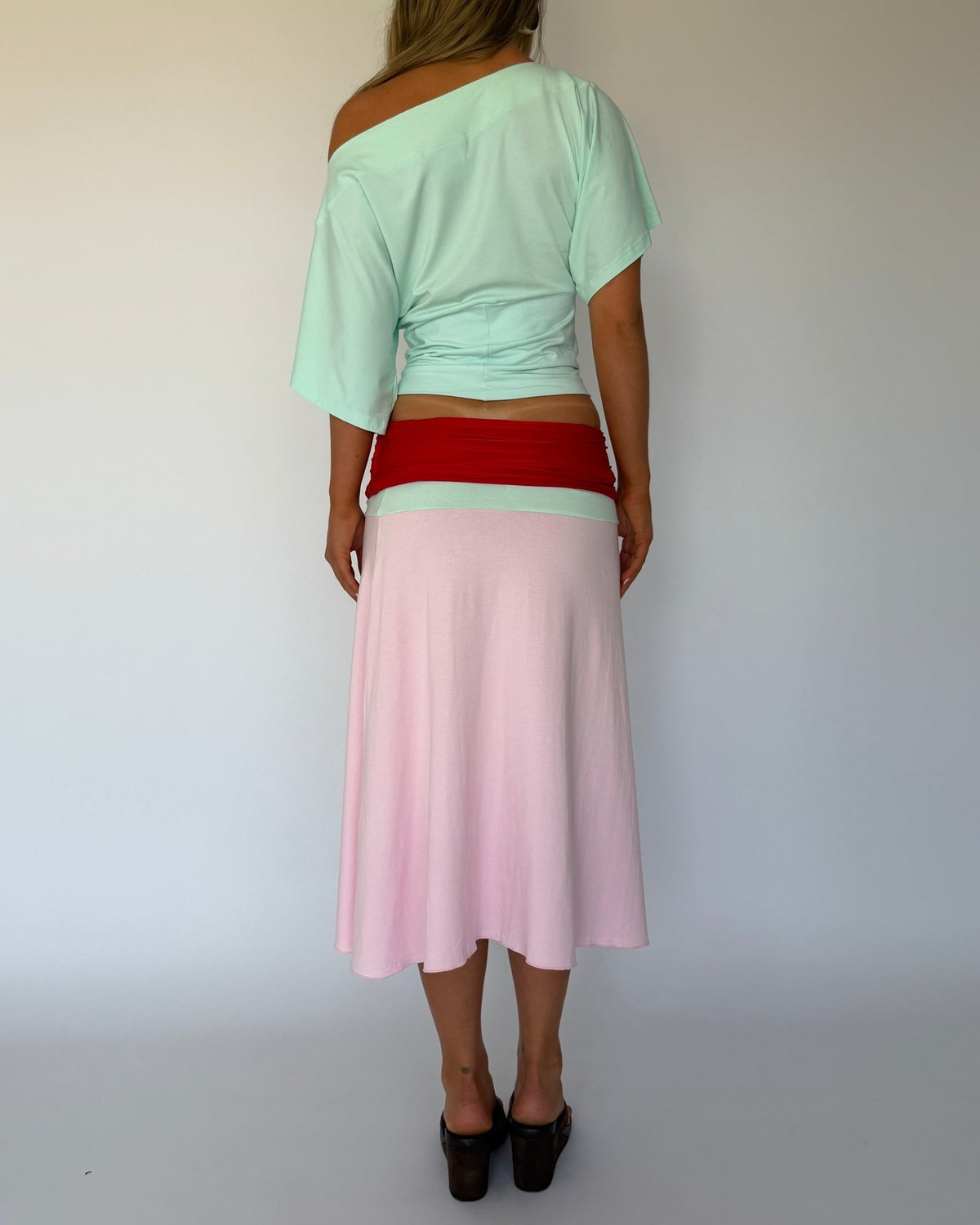 Mint Asymmetrical One-Shoulder Draped Top
