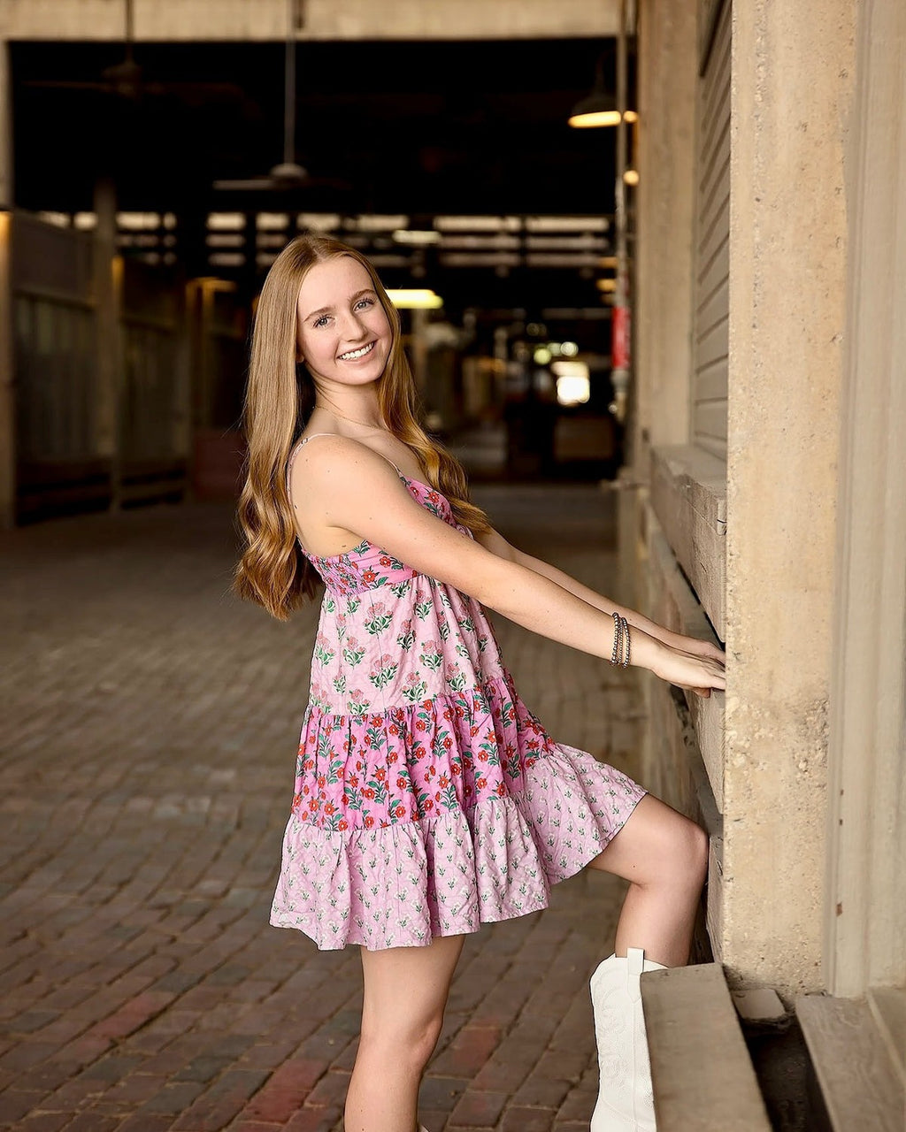 Pink Floral Cake Mini Dress