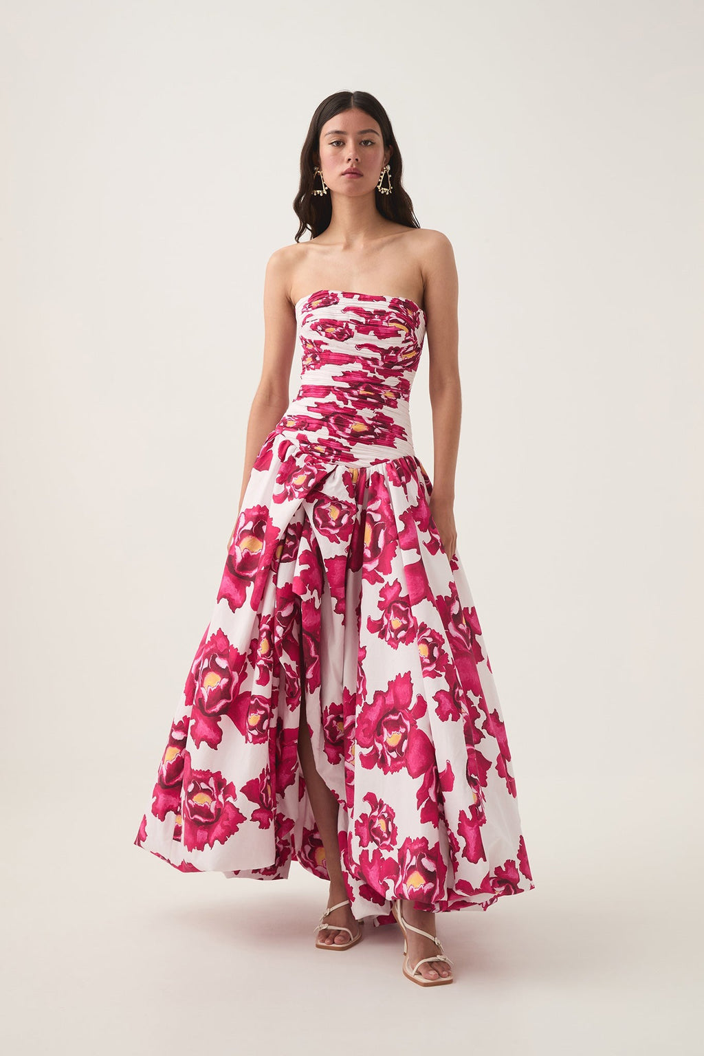 Blooming Rose Strapless Maxi Dress