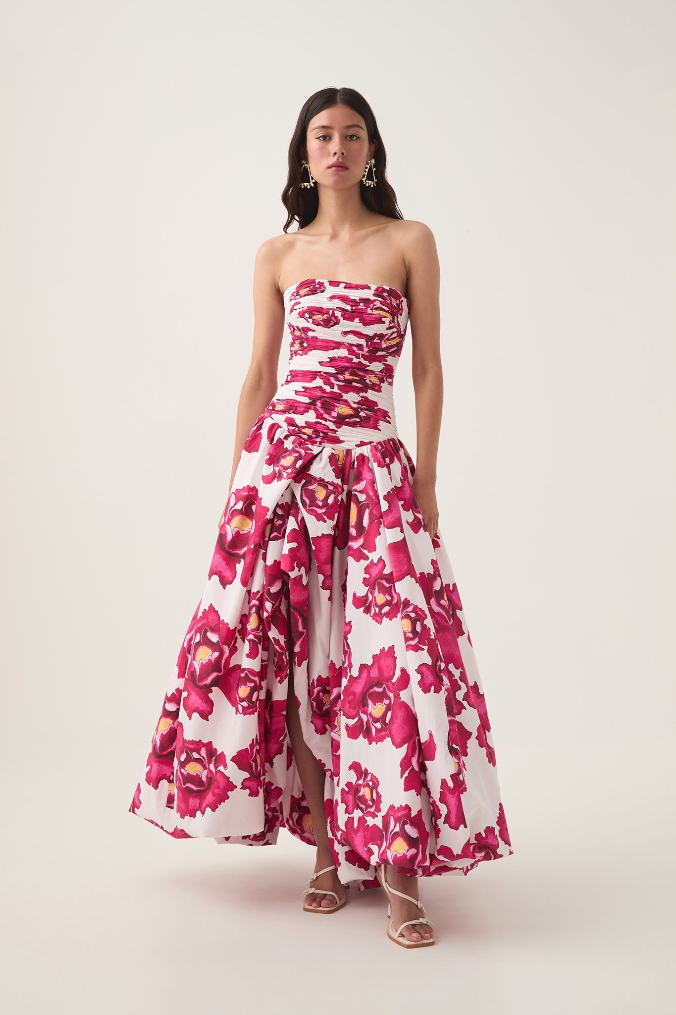 Blooming Rose Strapless Maxi Dress