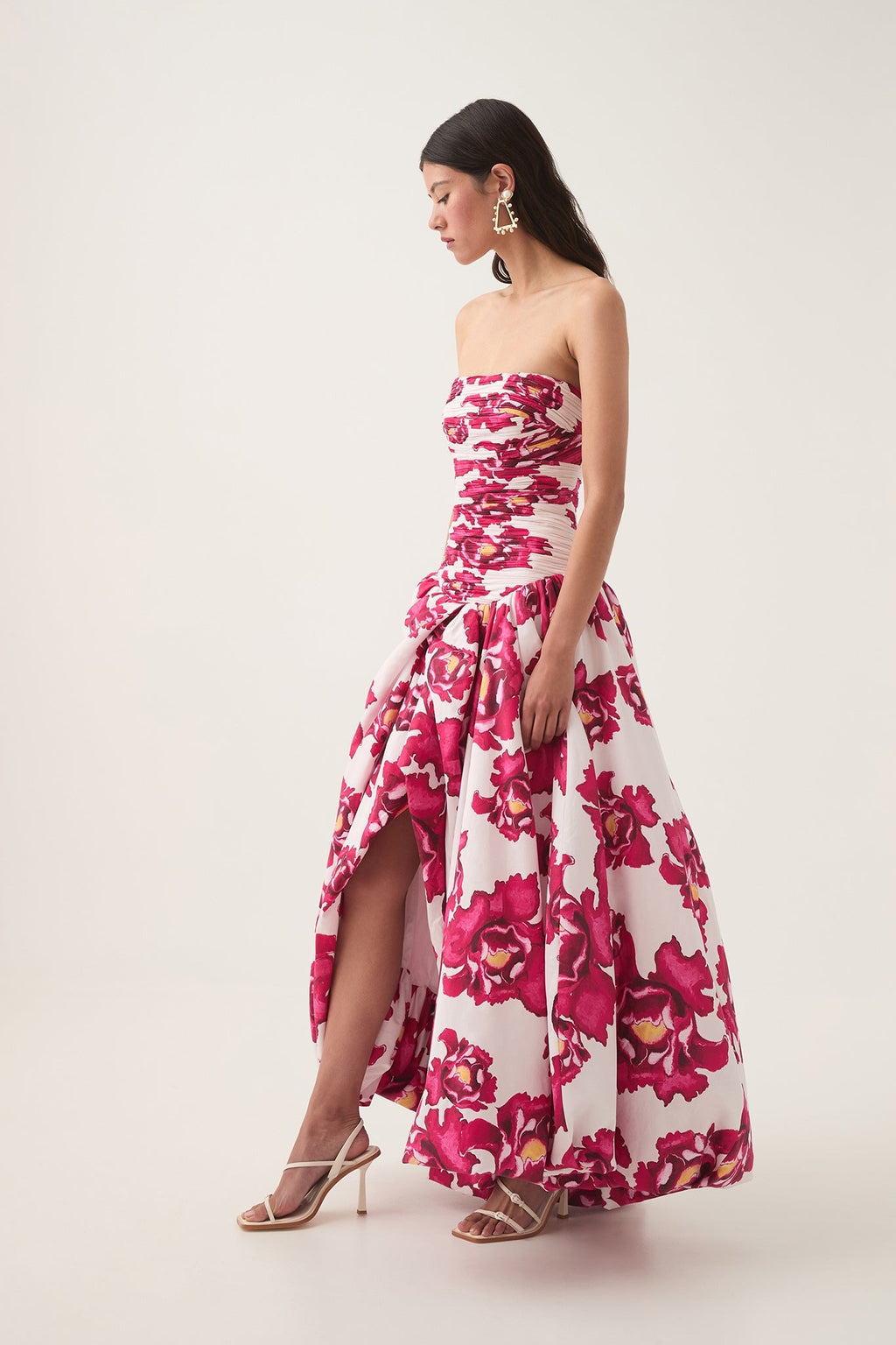 Blooming Rose Strapless Maxi Dress