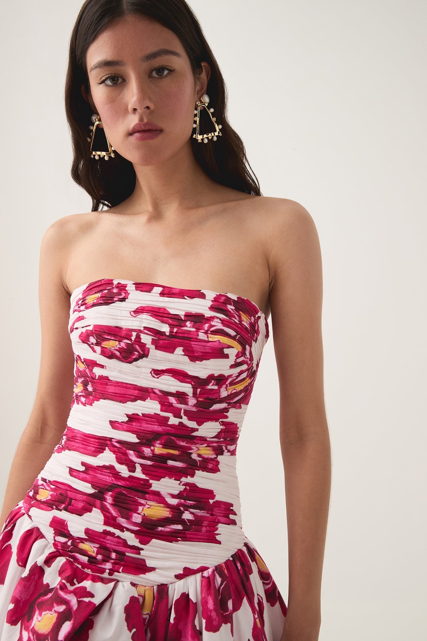 Blooming Rose Strapless Maxi Dress