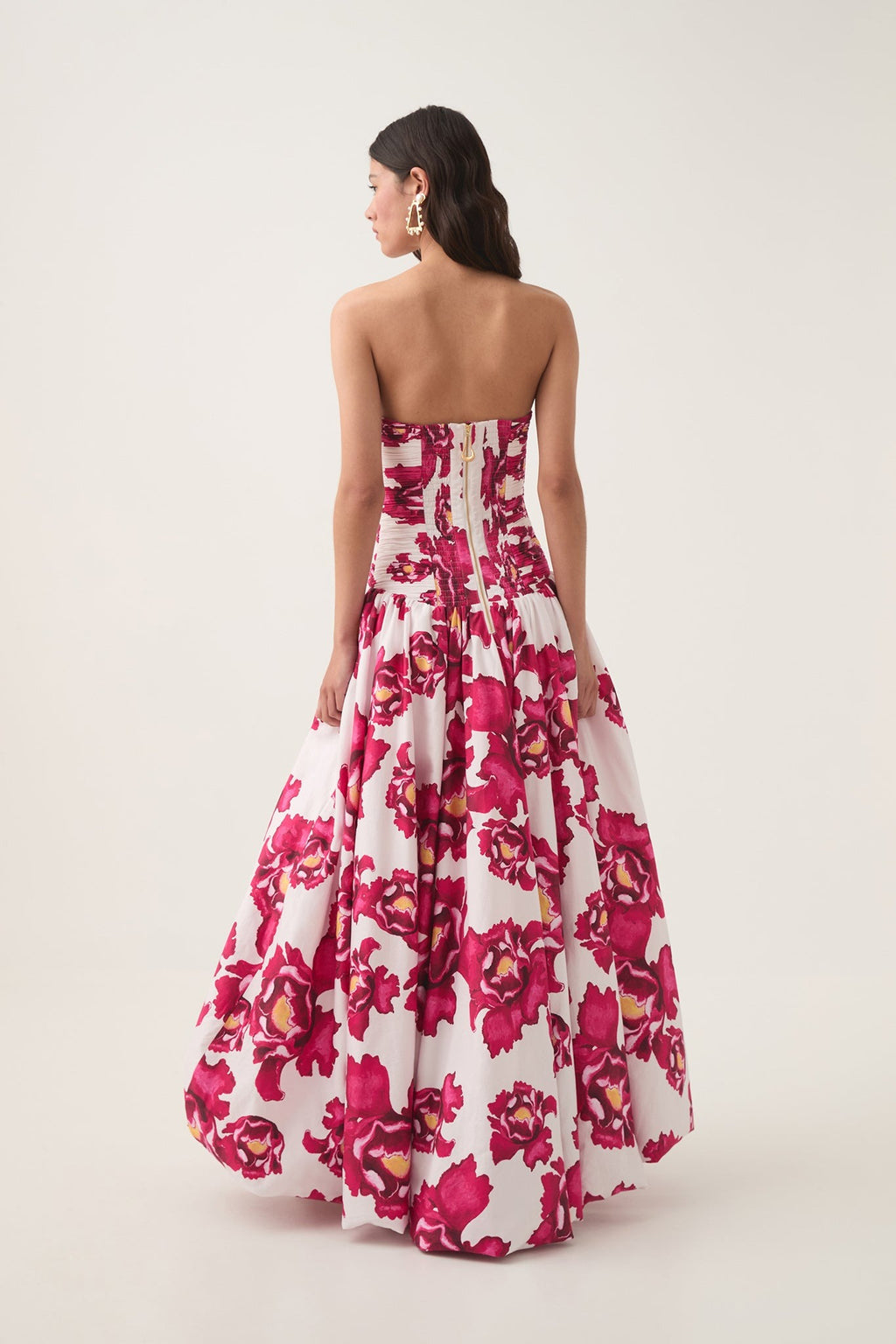 Blooming Rose Strapless Maxi Dress