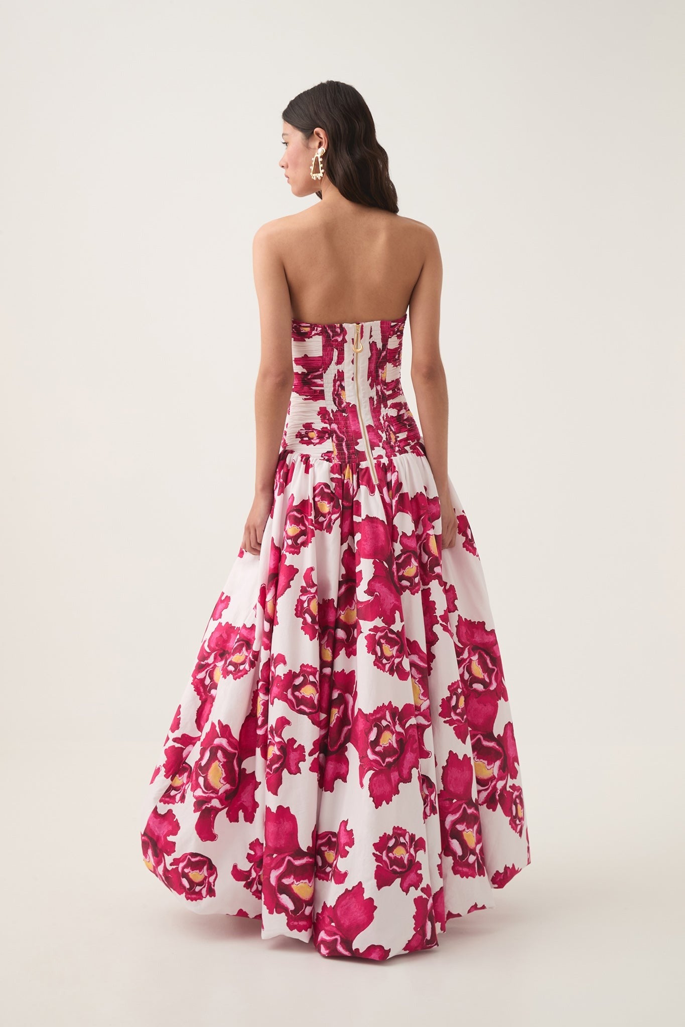 Blooming Rose Strapless Maxi Dress