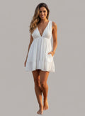 Luna Back-Tie White Mini Dress