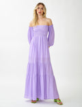 Lavender Whisper Off-Shoulder Maxi Dress