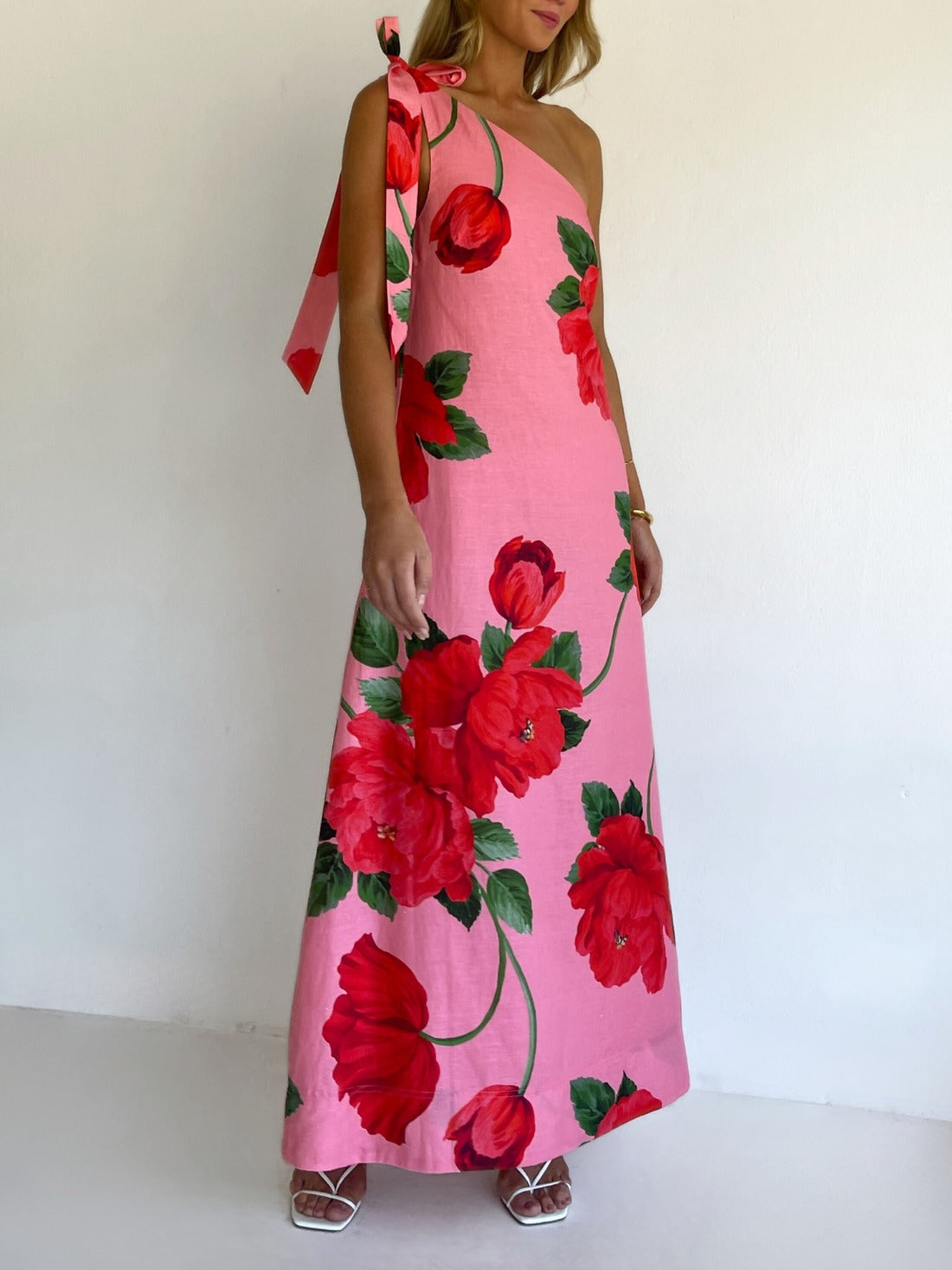 Bloom One-Shoulder Floral Print Maxi Dress