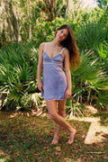 Lavender Lace Trim Slip Mini Dress