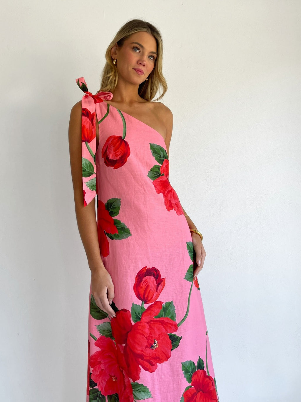 Bloom One-Shoulder Floral Print Maxi Dress