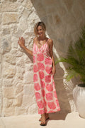 Pink Shell Print Vacation Maxi Dress