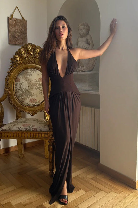 Landon Halter Corset Maxi Dress