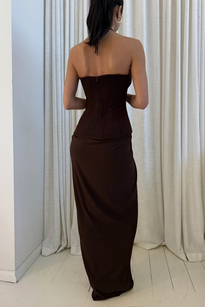 Landon Halter Corset Maxi Dress