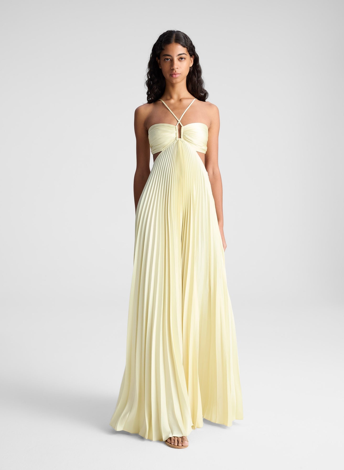Moira Satin Pleated Maxi Dress