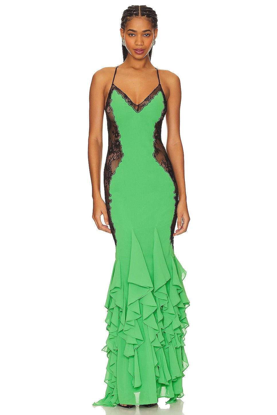 Emerald Lace Mermaid Maxi Dress