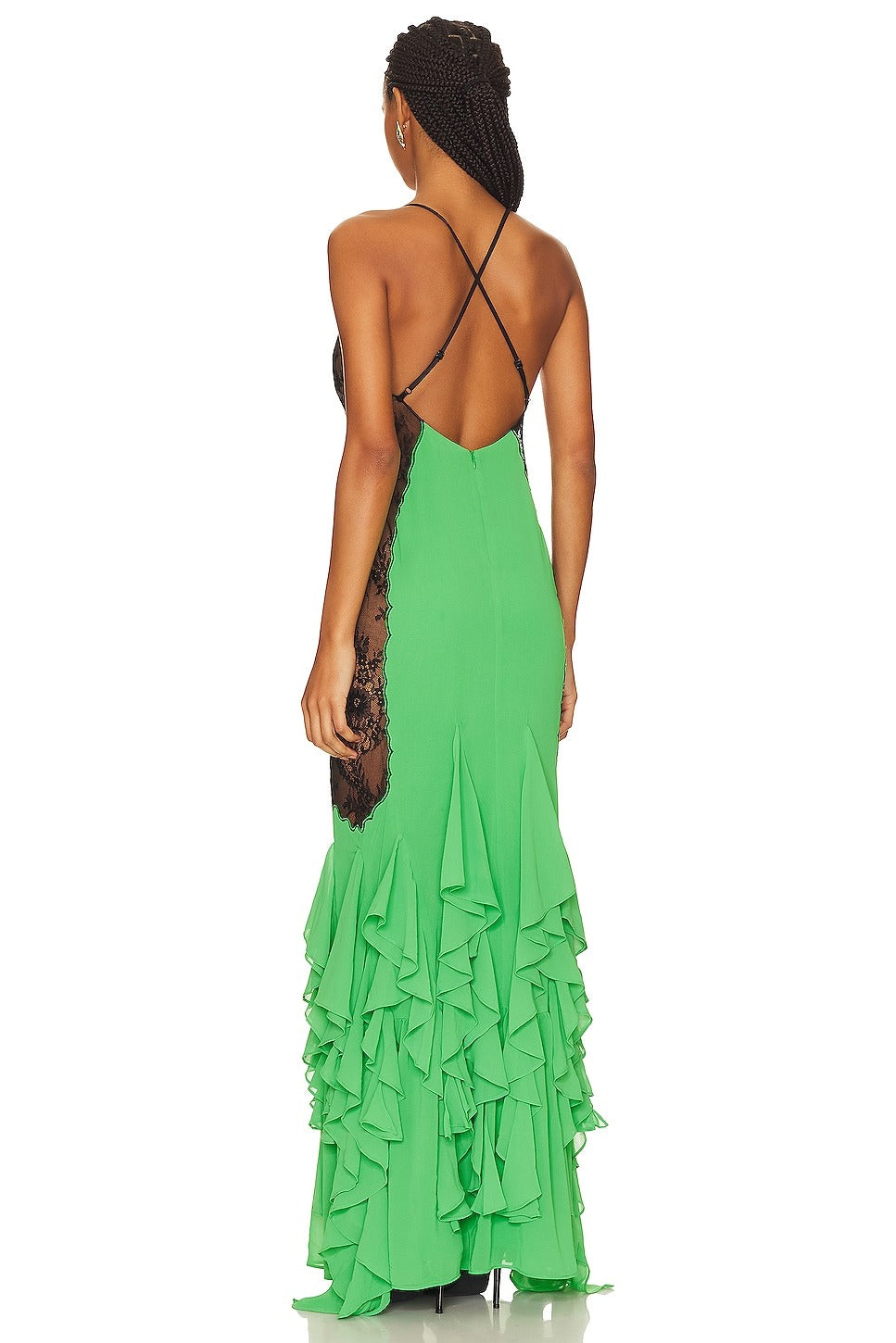 Emerald Lace Mermaid Maxi Dress