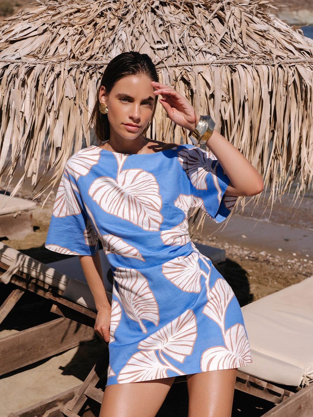 Ilana Tropical Off-Shoulder Mini Dress