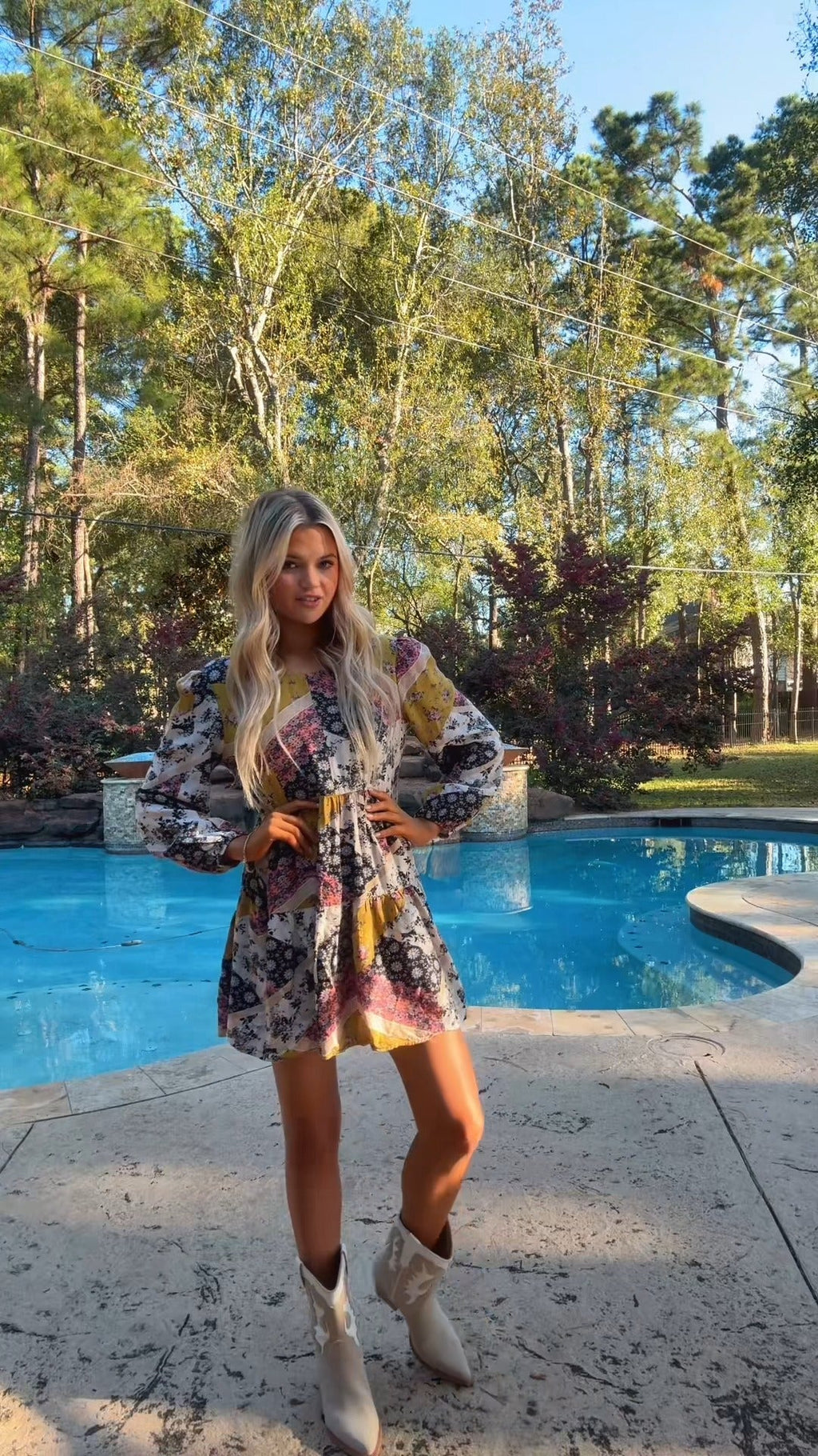 Boho Floral Print Mini Dress