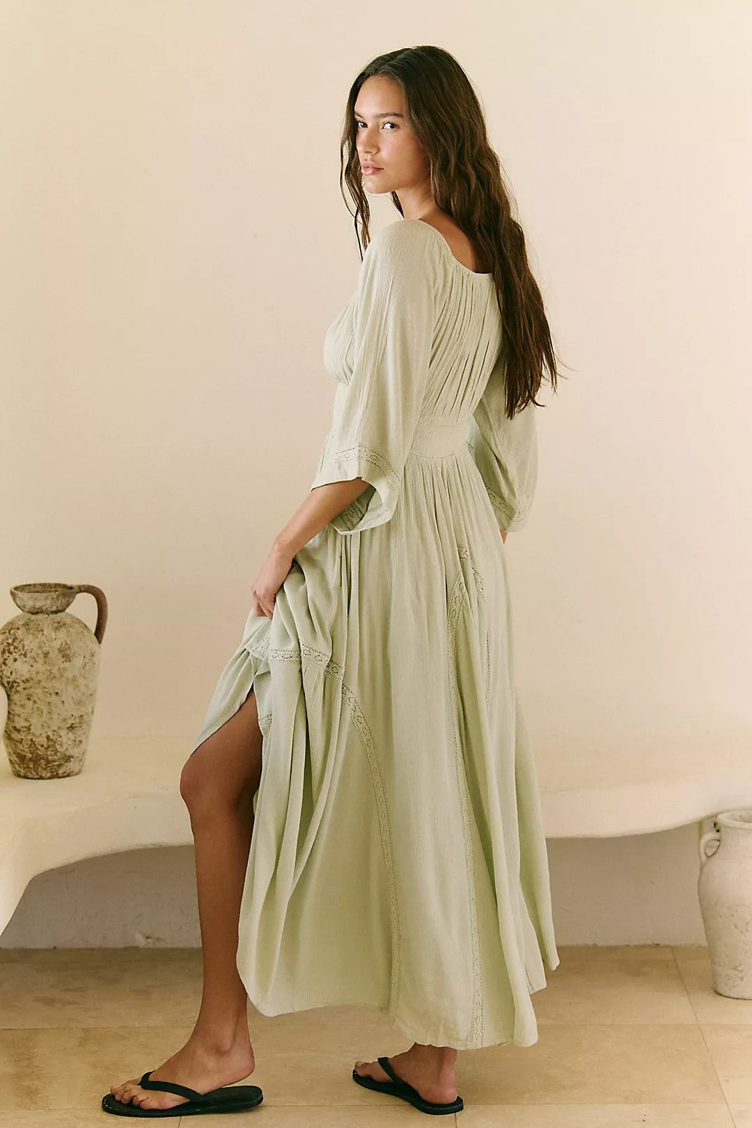 Serena Deep V Boho Maxi Dress